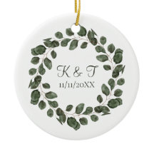 Trouwdatum Monogram Eucalyptusbladeren Elegant