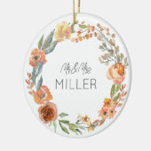Trouwdatum Mr&Mrs Naam Herfst Bloemenkunst Keramisch Ornament (Links)