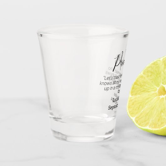 Trouwdatum & namen Bruidsmeisje gepersonaliseerde  Shot Glas (Links)