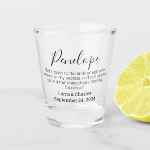 Trouwdatum & namen Bruidsmeisje gepersonaliseerde Shot Glas
