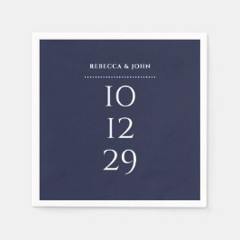 Trouwdatum Navy Blauw Minimalistisch Servet