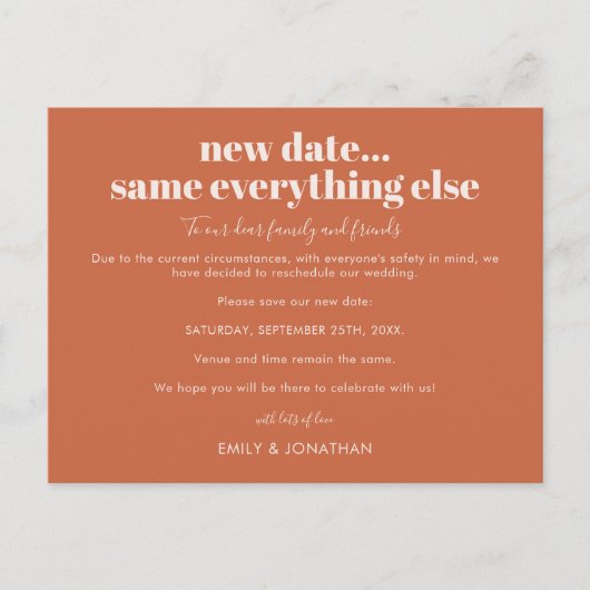 Trouwdatum Nieuw Datum Hetzelfde Voor De Rest Terr Aankondigingskaart (Voorkant)