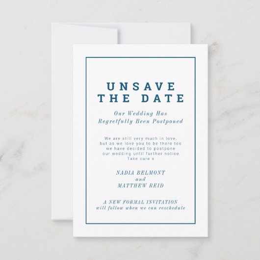 Trouwdatum opslaan gewijzigd uitgesteld save the date (Voorkant)