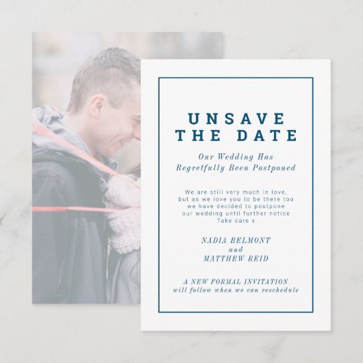 Trouwdatum opslaan gewijzigd uitgesteld save the date (Voorkant / Achterkant)