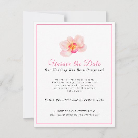 Trouwdatum opslaan gewijzigd van plan uitgesteld save the date (Voorkant)