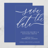 Trouwdatum opslaan op maatgemaakte foto in kobaltb save the date (Voorkant / Achterkant)
