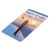 Trouwdatum Opslaan Vintage Ski Magneet (Linkerzijde)