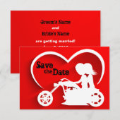 Trouwdatum Paar op Motor Save the Date Kaart (Voorkant / Achterkant)