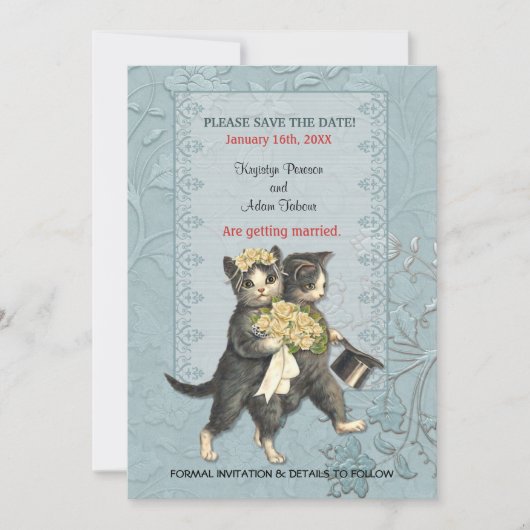 Trouwdatum Posh Cats Save the Date (Voorkant)