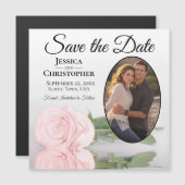 Trouwdatum Roze Roos Foto Magneet Bespaar de Datum (Voorkant / Achterkant)