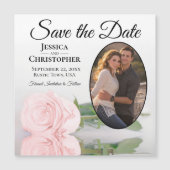 Trouwdatum Roze Roos Foto Magneet Bespaar de Datum (Voorkant)