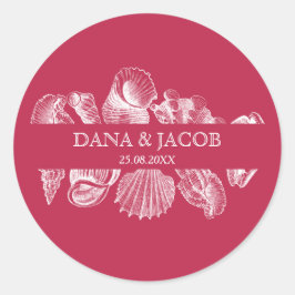 Trouwdatum Strand Schelp Namen  Ronde Sticker
