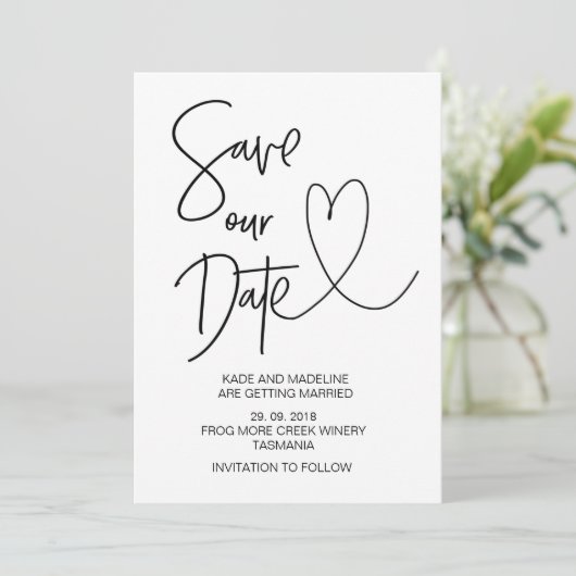 Trouwdatum Uitnodiging Bewaren (Staand voorkant)