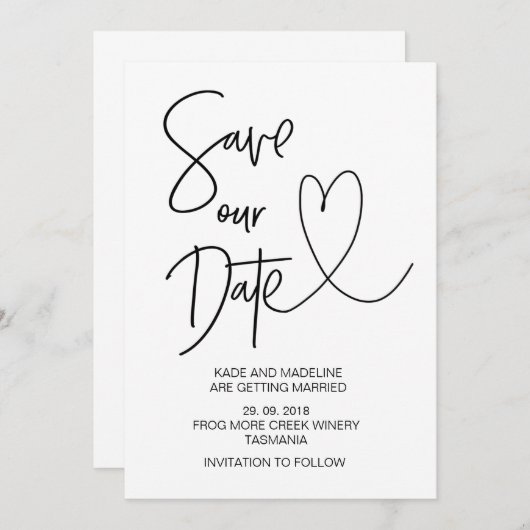 Trouwdatum Uitnodiging Bewaren (Voorkant / Achterkant)