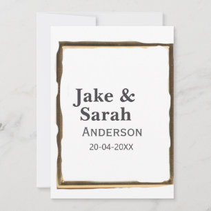 Trouwdatum van koppelnaam grijze gouden frame rand