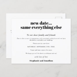 Trouwdatum veranderd, verder alles bij het oude aankondigingskaart