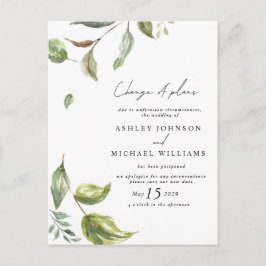 Trouwdatum Verandering van Plannen Waterverf Scrip Aankondigingskaart