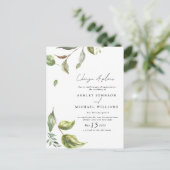 Trouwdatum Verandering van Plannen Waterverf Scrip Aankondigingskaart (Staand voorkant)