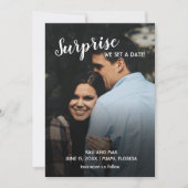 Trouwdatum verrassend vastgesteld save the date (Voorkant)