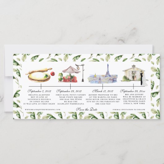 Trouwdatum Watercolor Timeline Save the Date (Voorkant)