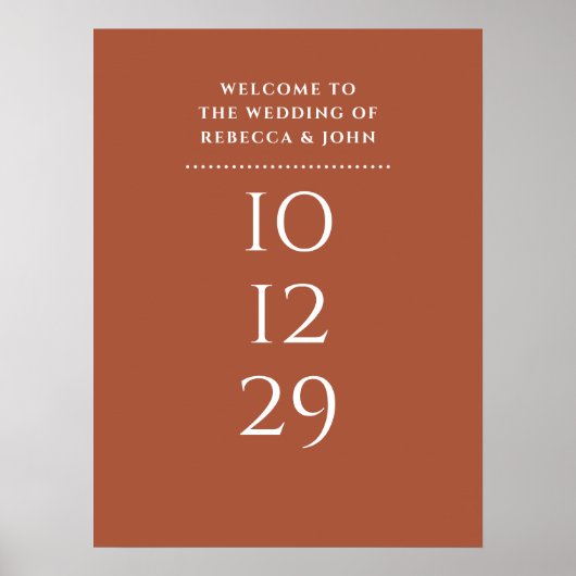 Trouwdatum Welkomstbord van Terracotta Poster (Voorkant)