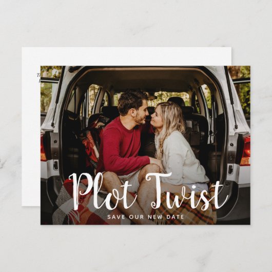 Trouwdatum Wijziging Aankondiging met een Verrasse (Voorkant / Achterkant)