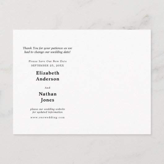 Trouwdatum Wijziging Aankondiging met een Verrasse (Achterkant)