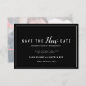 Trouwdatum wijziging bewaar de nieuwe datum zwart  save the date (Voorkant / Achterkant)