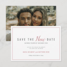 Trouwdatum wijziging save the new date dusky rose