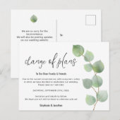Trouwdatum Wijziging Script Eucalyptus Aankondigingskaart (Voorkant / Achterkant)