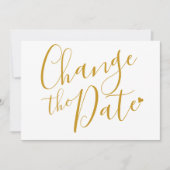 Trouwdatum Wijziging Uitgesteld Gouden Script Kaart (Voorkant)