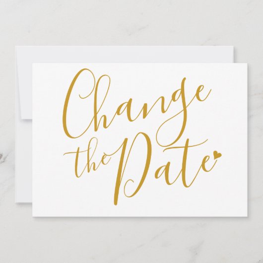 Trouwdatum Wijziging Uitgesteld Gouden Script  Kaart (Voorkant)