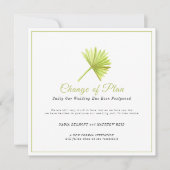 Trouwdatum wijziging uitgesteld palmblad save the date (Voorkant)