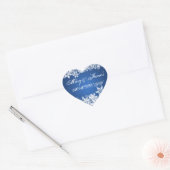 Trouwdatum Winter Sneeuwvlokken Blauw Sapphire Hart Sticker (Envelop)