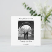 Trouwdatum zwart Save The Date Kaart (Staand voorkant)