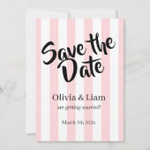 Trouwdatumaankondigingen! Roze Streep Save The Date (Voorkant)