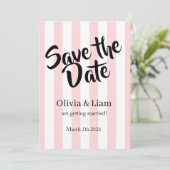 Trouwdatumaankondigingen! Roze Streep Save The Date (Staand voorkant)