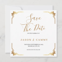 Trouwdatumkaart Elegant Goud Save The Date