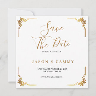 Trouwdatumkaart Elegant Goud Save The Date