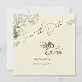 Trouwdatumkaart met zachte bloemmotief save the date