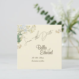 Trouwdatumkaart met zachte bloemmotief save the date