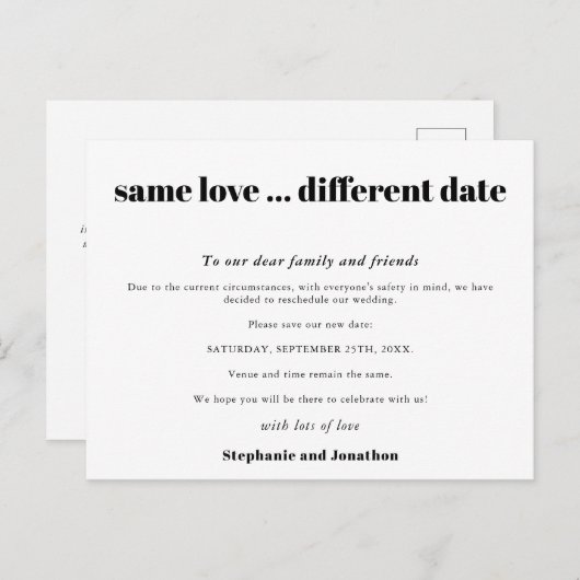 Trouwde Dag Zelfde Liefde Verschillende Datum Eenv Aankondigingskaart (Voorkant / Achterkant)