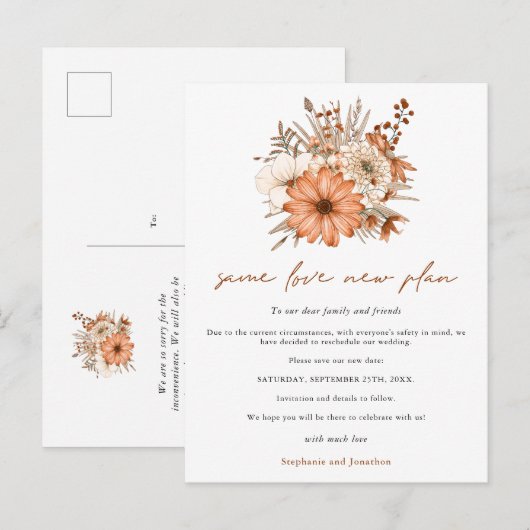 Trouwde dezelfde liefde nieuw plan datum herfst bl aankondigingskaart (Voorkant / Achterkant)