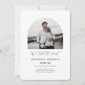 Trouwde trendy moderne boog foto elopement kaart (Voorkant)