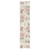 Trouwdecor Wilde Bloem Botanische Bloem Monogram Korte Tafelloper (Voorkant)