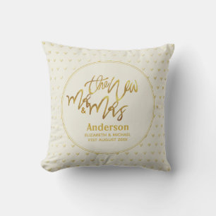 Trouwdecoratie Geschenk Goud Hartjes Mr & Mrs Kussen