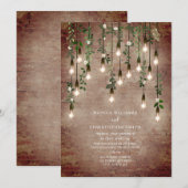 Trouwdecoratie met vintage gloeilampen in baksteen kaart (Voorkant / Achterkant)