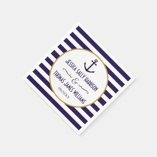 Trouwdecoratie Nautische Marine & Witte Anker Stre Servetten (Hoek)