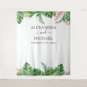 Trouwdecoratie - Tropisch Bloemstuk Fotohokje Wandkleed (Voorkant)