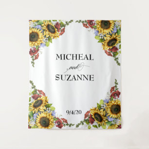 Trouwdecoratie Zonnebloem Bourgondië bloem Wandkleed